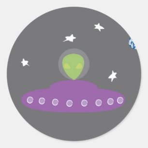 aliens en aardstickers ronde sticker