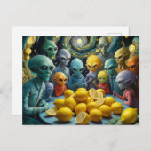 Aliens en citroenen briefkaart (Voorkant / Achterkant)