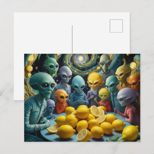 Aliens en citroenen briefkaart (Voorkant / Achterkant)