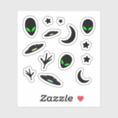 Aliens en ruimteschepen sticker (Vel)
