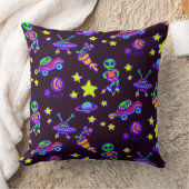 Aliens en sterren in buitenruimteafdrukken kussen (Deken)