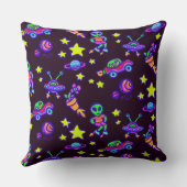 Aliens en sterren in buitenruimteafdrukken kussen (Achterkant)