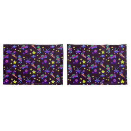 Aliens en sterren in de buitenruimte afdrukken Kin Kussensloop