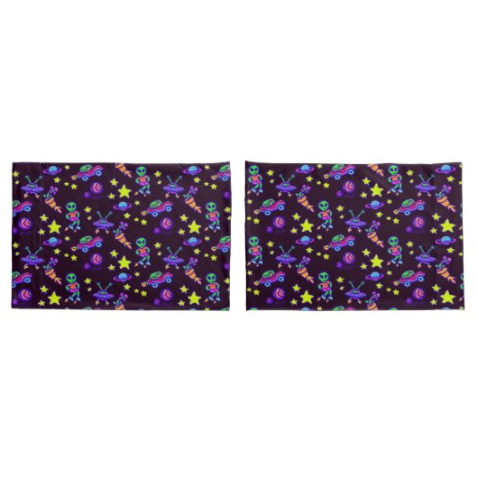 Aliens en sterren in de buitenruimte afdrukken Kin Kussensloop (Achterkant-Set)