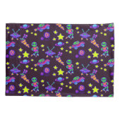 Aliens en sterren in de buitenruimte afdrukken Kin Kussensloop (Achterkant-Links)