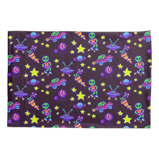 Aliens en sterren in de buitenruimte afdrukken Kin Kussensloop (Achterkant-Links)