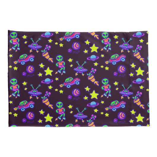 Aliens en sterren in de buitenruimte afdrukken Kin Kussensloop (Achterkant-Rechts)