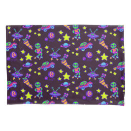 Aliens en sterren in de buitenruimte afdrukken Kin Kussensloop