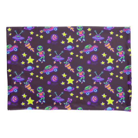 Aliens en sterren in de buitenruimte afdrukken Kin Kussensloop (Voorkant-Links)