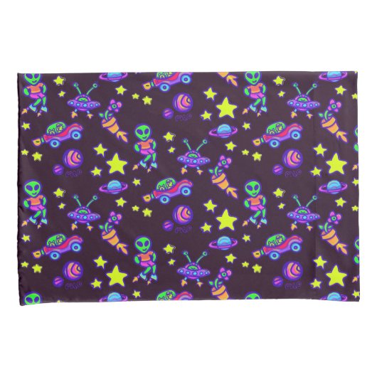 Aliens en sterren in de buitenruimte afdrukken Kin Kussensloop (Voorkant-Rechts)