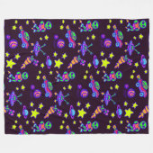 Aliens en sterren in de buitenruimte fleece deken (Voorkant (Horizontaal))