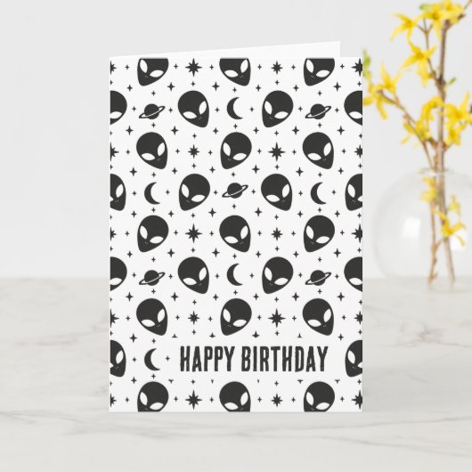 Aliens en sterren kaart (Gele Bloem)