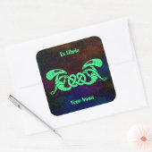 Aliens Entwined (Aliens and Celtic Knot) Bookplaat Vierkante Sticker (Envelop)