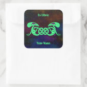 Aliens Entwined (Aliens and Celtic Knot) Bookplaat Vierkante Sticker (Tas)