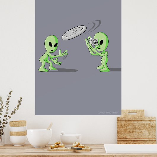 Aliens Frisbee UFO Hoax Poster (Keuken)