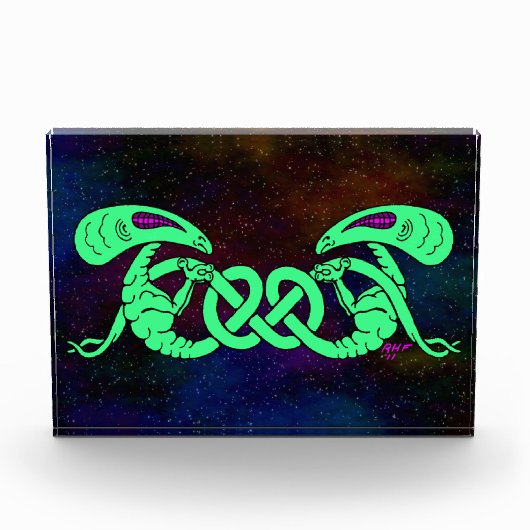 Aliens getwijnd (Aliens en Keltische Knot) Fotoblokken (Voorkant)