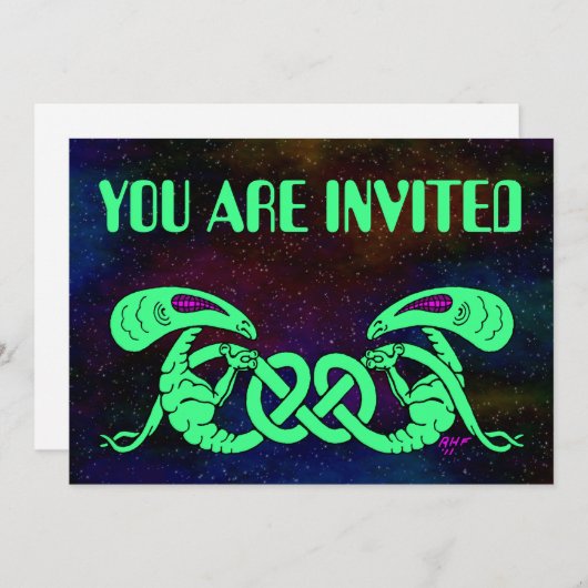 Aliens getwijnd (Aliens en Keltische Knot) Kaart (Voorkant / Achterkant)