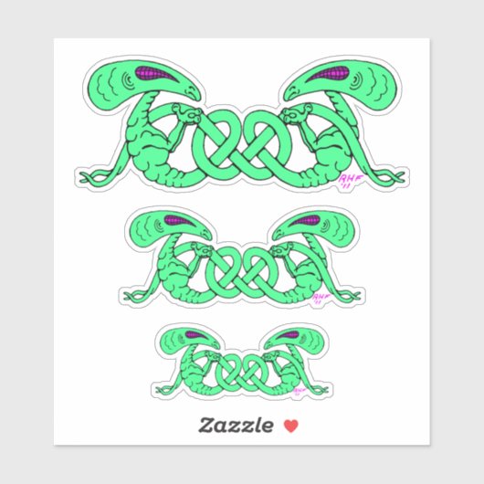 Aliens getwijnd (Aliens en Keltische Knot) Sticker (Vel)