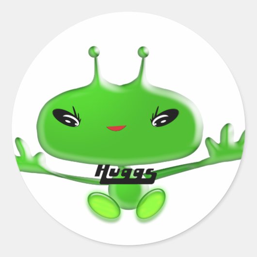 Aliens Huggs Ronde Sticker (Voorkant)