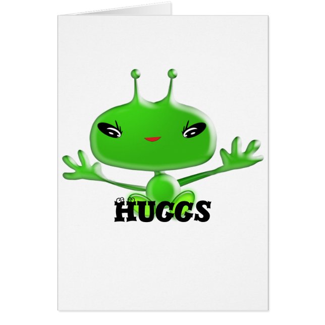 Aliens Hugs Thinking of You Cute Note Cards (Voorkant)