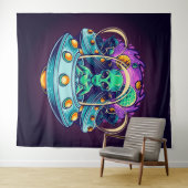 Aliens in de ruimte wandkleed (In Situ (horizontaal))