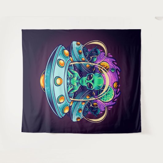 Aliens in de ruimte wandkleed (Voorkant (horizontaal))