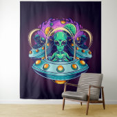 Aliens in de ruimte wandkleed (In situ)