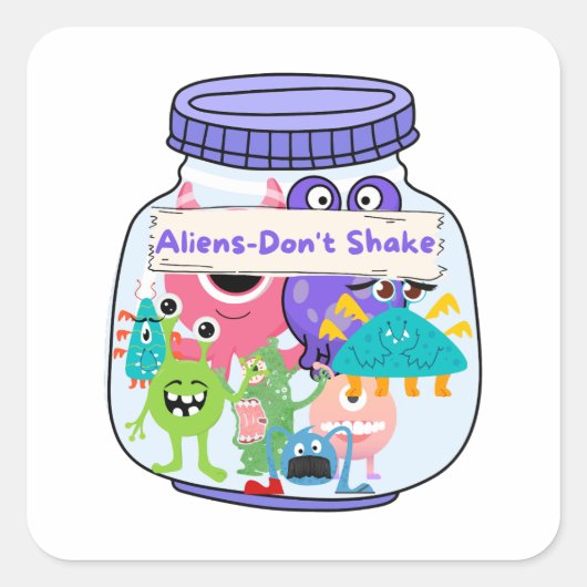 Aliens in een pot vierkante sticker (Voorkant)