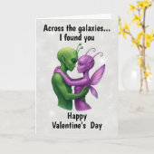 Aliens in Love Valentijnsdag Kaart (Gele Bloem)