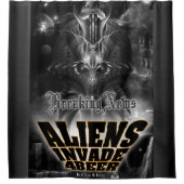 Aliens Invade 4 Beer Galaxy Attack Douchegordijn (Voorkant)