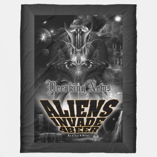 Aliens Invade 4 Beer Galaxy Attack Fleece Deken (Voorkant)