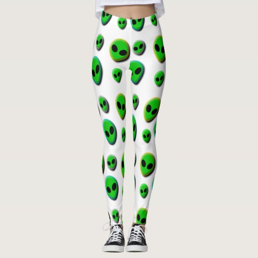 ALIENS. NEON GREEN ALIEN HOOFDKLEUREN. LEGGINGS (Voorkant)