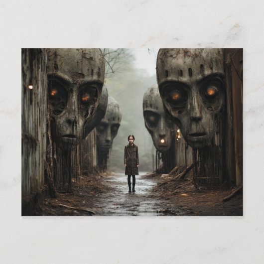 Aliens Next Door: Meisje Met Hoofden Briefkaart (Voorkant)