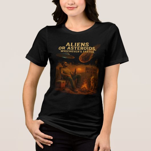 Aliens of asteroïden - wat het snelst is Tri-Blend shirt (Voorkant)