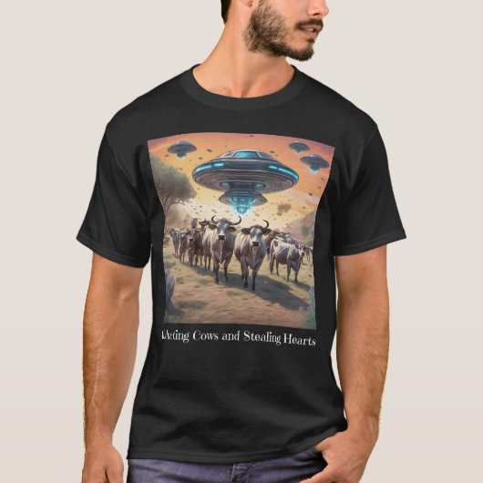 Aliens ontvoeren Koeien en stelen harten T-shirt (Voorkant)