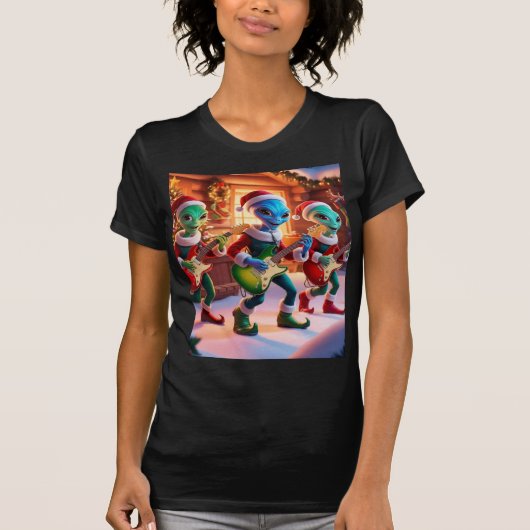 Aliens Rock voor kerst T-shirt (Voorkant)