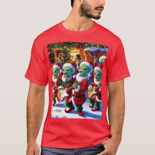 Aliens Rock voor kerst T-shirt (Voorkant)