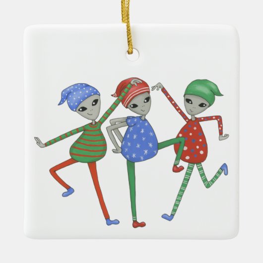 Aliens rock voor Kerstmis #3 Keramisch Ornament (Voorkant)