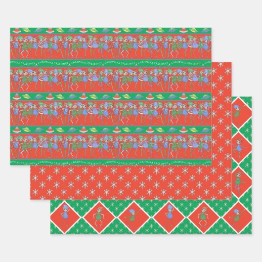 Aliens rock voor Kerstmis Inpakpapier Vel (Set)