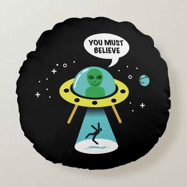 Aliens Rond Kussen (Voorkant)