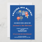 Aliens Ruimteschip Cartoon Jongen 3e Verjaardag Bl Kaart (Voorkant)