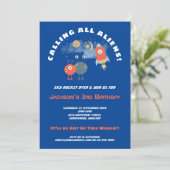 Aliens Ruimteschip Cartoon Jongen 3e Verjaardag Bl Kaart (Staand voorkant)