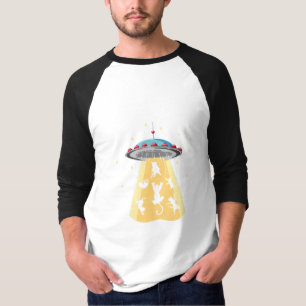 aliens ruimteschip cats Katten houden van design T-shirt