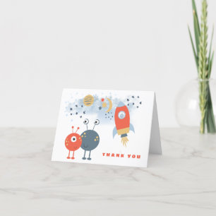 Aliens Ruimteschip Jongen Verjaardag Dank je kaart