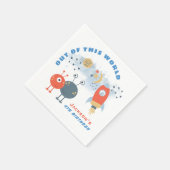 Aliens Ruimteschip Maan Sterren Jongen 4e Verjaard Servet (Hoek)