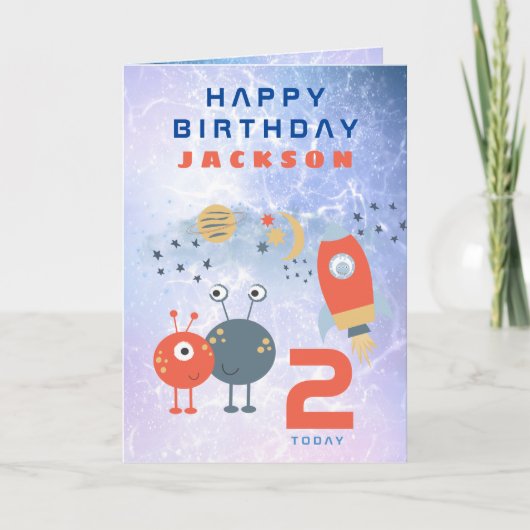 Aliens ruimtevaartsleeftijd 2 jaar Lila ruimte Kaart (Voorkant)