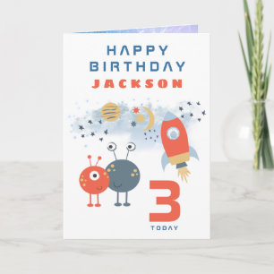 Aliens ruimtevaartsleeftijd 3 jaar, Birthday Space Kaart
