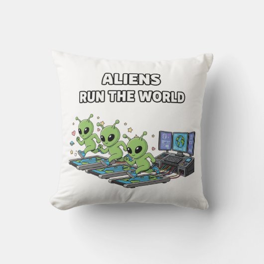 Aliens Run the World Kussen (Voorkant)