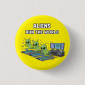 Aliens Run the World Ronde Button 3,2 Cm (Voorkant)