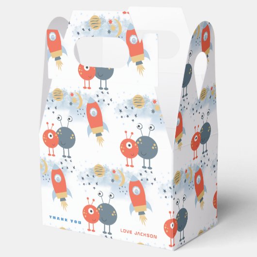 Aliens Space Pattern Bedankt Jongen Verjaardagsfee Bedankdoosjes (Geopend)